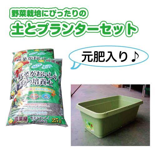 プランター 鉢 セット 野菜がおいしく育つ土とプランターのセット 50l型プランター グリーン 贈呈