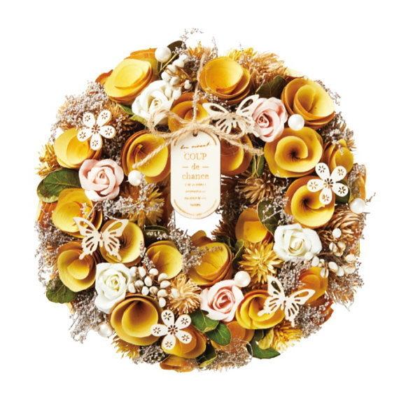 数量は多 ナチュラルリース イエローティータイム 24cm 4913 B 春リース M Size 壁飾り 玄関 人気 豪華 大きい かわいい おしゃれ 可愛い ギフト プレゼント 母の日