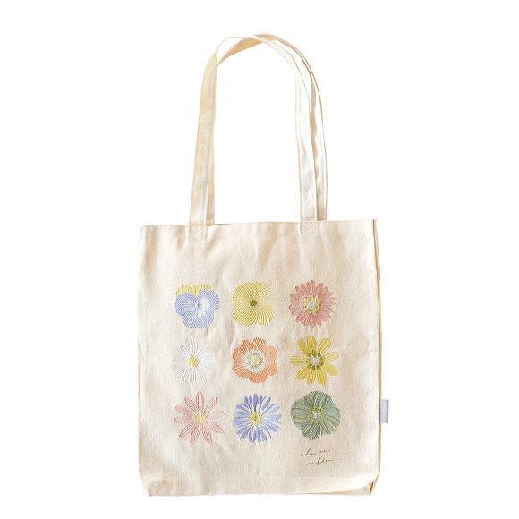 刺繍トートバッグ L 押し花 IT001-6 かわいい 花 花柄 かばん カバン 