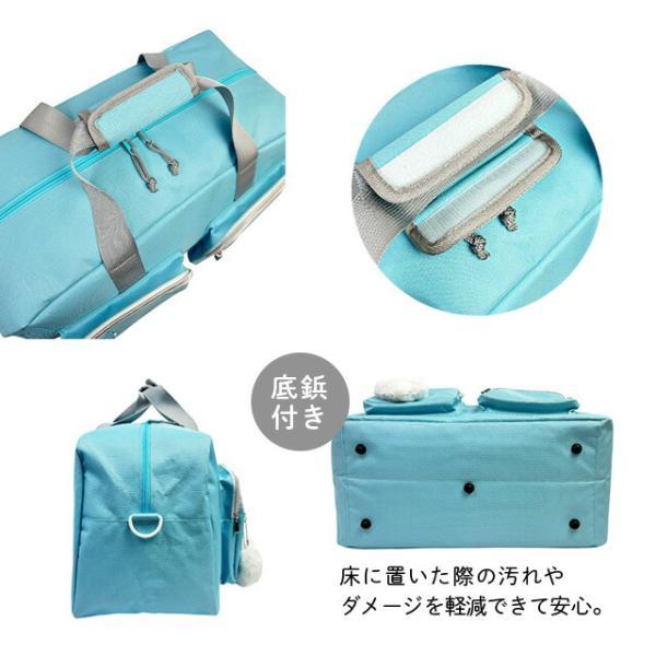 ボストンバッグ 女の子 キッズ レディース 旅行 修学旅行 大容量 軽量 シンプル かわいい 約45L Garland グリーン チェック ドット 2way msb-573の画像