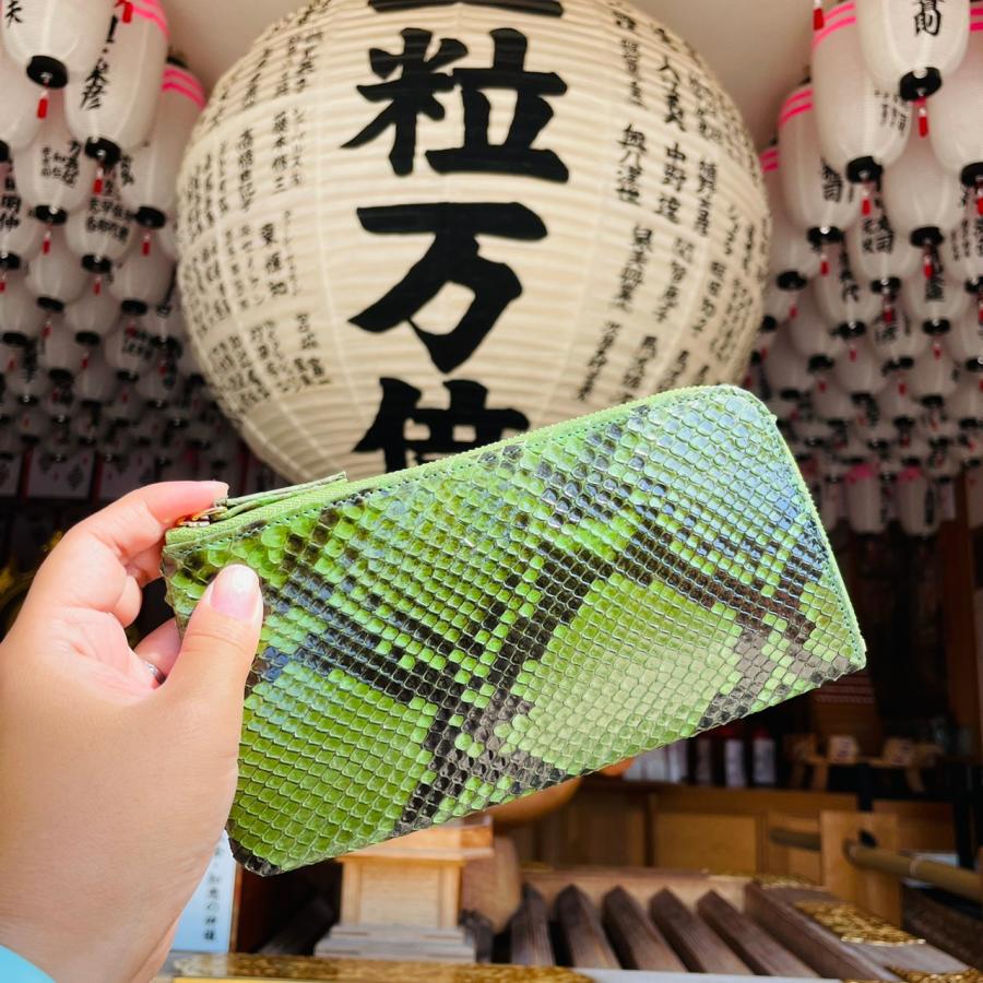 緑の錦蛇極薄長財布 | 