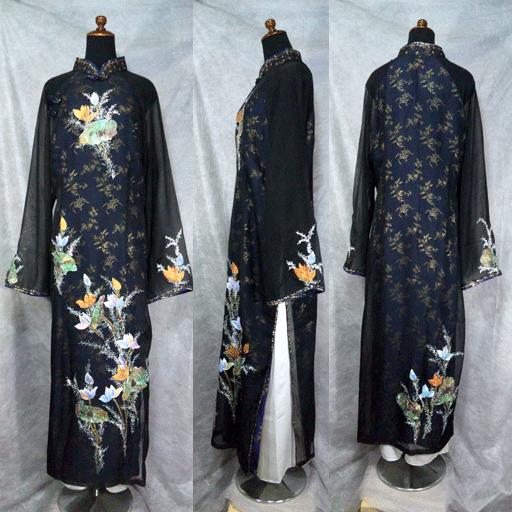 ネイビー＆ブラック!!最強のスリムカラー!!二枚仕立てアオザイ！ SIZE ５XL