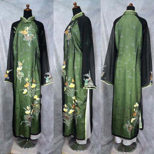 蓮の絵柄の高級二枚仕立てアオザイ!!　SIZE 　５XL