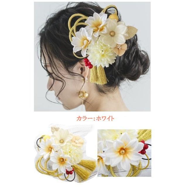 金白髪飾り　振袖髪飾り　成人式髪飾り 白/ゴールド♥成人式用髪飾り♥卒業式髪飾りドライフラワーヘア飾り
