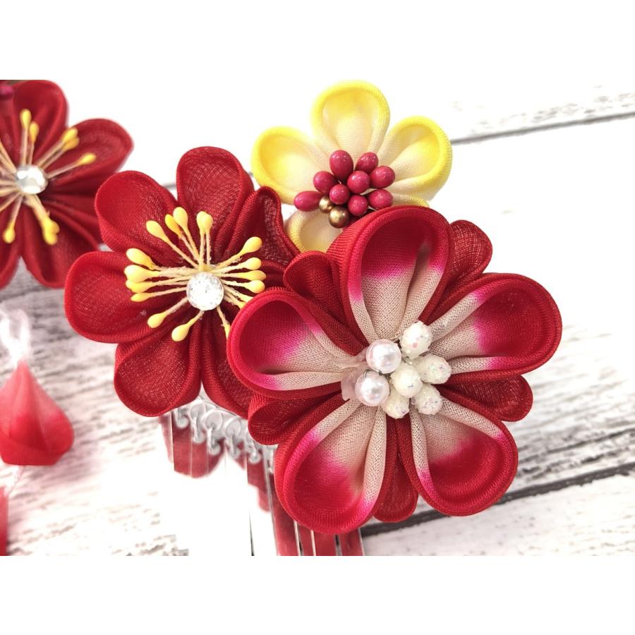 七五三髪飾り #415562all つまみ細工 藤さがり 鈴 子供髪飾り 3歳 7歳