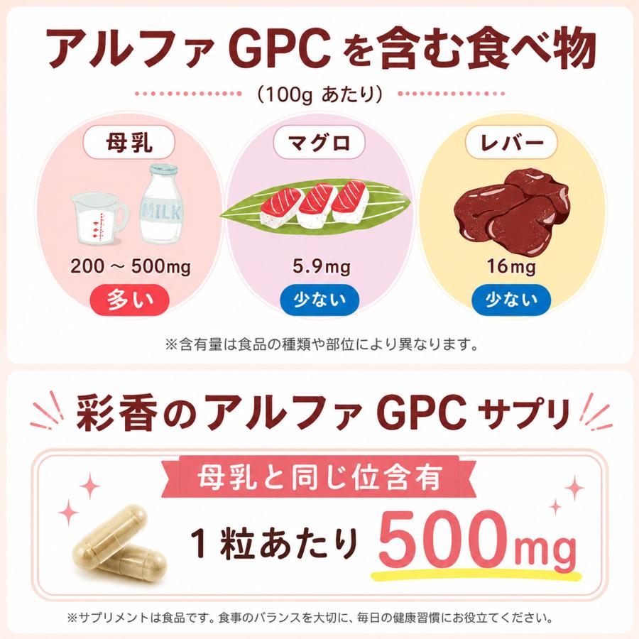 α-GPC サプリメント 30粒 500mg配合 アルファGPC グリセロホスホコリン