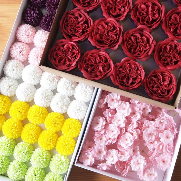 売店 ソープフラワー ヘッド プレミアム オースティンローズ ピンポンマム 菊 さくら 桜 ミニ紫陽花