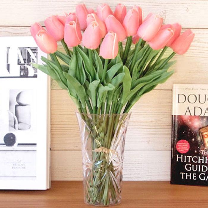 2 5pcs Puチューリップ造花リアルタッチ人工花束偽の花結婚式の装飾の花ホームガレンの装飾