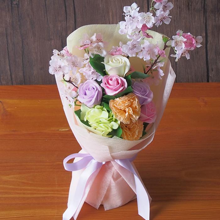 母の日 ギフト ソープフラワー 桜 花束 ブーケ1個 プレゼント 造花 枯れない花 おしゃれ かわいい 母の日 プレゼント 人気（Yahoo!・彩香）