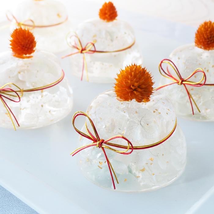 花鏡餅 かがみもち 紅白 クリスタルハーバリウム お正月飾り 新春 お鏡