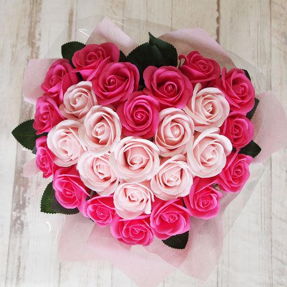 ソープフラワー ハートの花束 薔薇 ブーケ ギフト プレゼント 造花 赤い花束 誕生日 結婚 婚約 彩香 通販 Yahoo ショッピング