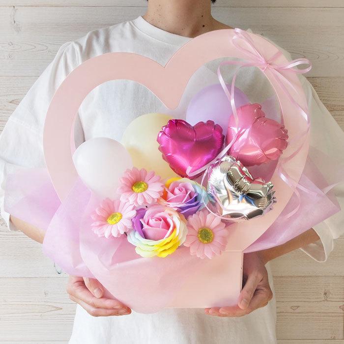 ハートのバルーンアレンジ1個 ソープフラワー 花 風船 誕生日