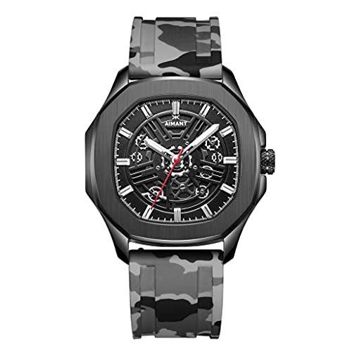 最安値級価格 AIMANT Men's Watch Milan Black with Grey Camo Silicone Strap GMI-270SI8-11 アンクレット