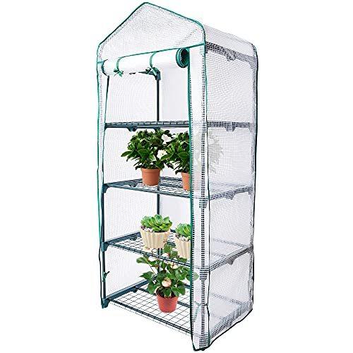 Sfcddtlg 4 Tier Greenhouse Replacement Cover with Roll-Up Zipper Door-PE Wh 小型ビニールハウス