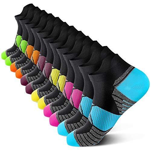 PAPLUS Compression Running Socks Women (6 Pairs), Ankle Athletic Socks Low 着圧ソックス、靴下