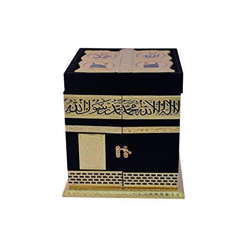 KhwajaDarbar Wooden Kaba Box Decorated by Black Velvet/One Quran Book with