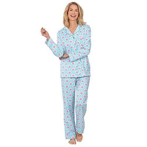 最新号掲載アイテム 注文後の変更キャンセル返品 PajamaGram ボタンアップパジャマ レディース パジャマセット US サイズ: X-Large 18 カラー: ブルー rugsbyrabiahandbaba.com rugsbyrabiahandbaba.com