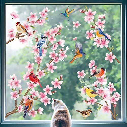 セール 登場から人気沸騰 SALE 70%OFF decalmile Cherry Blossom Branch Window Clings Birds Floral Decals An raieteenus.ee raieteenus.ee