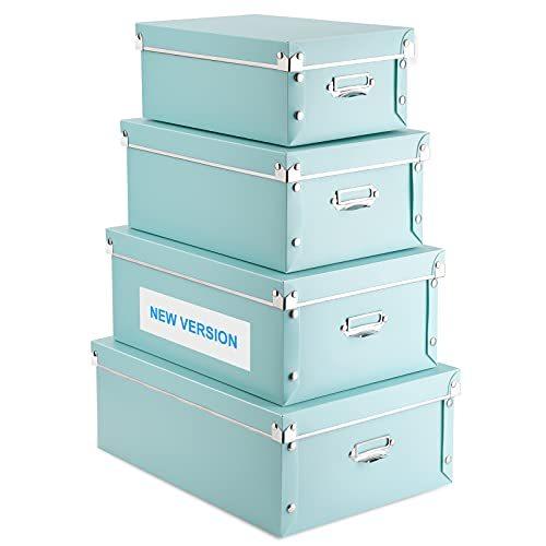 4 Pack Storage Box,HYUNLAI Decorative Storage Bins with Lid,with Handles,Pr