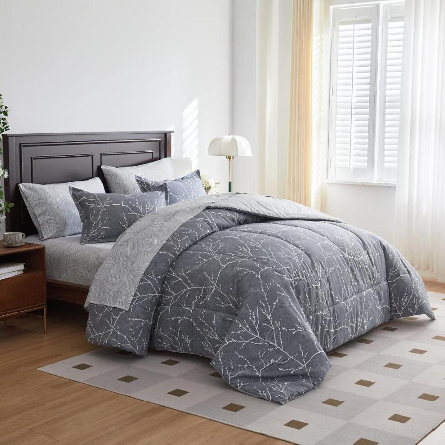 Cotton Gray Comforter Bed Pieces Queen Size White in with a Bag Sheet Set  通販
