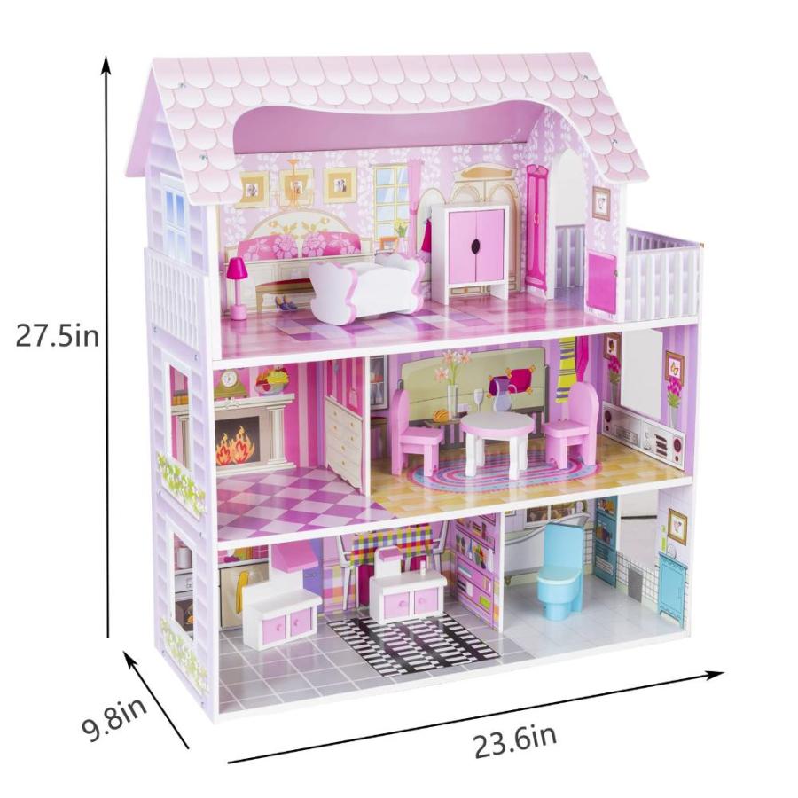 割引購入割引購入Wooden Dollhouse For Little Girls, Doll House With Furniture Pieces  Toys ドールハウス