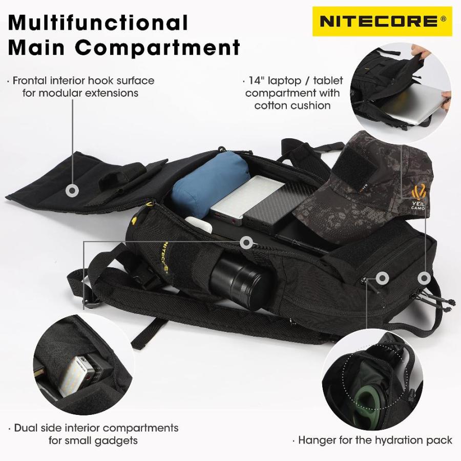 Nitecore BP18 Tactical Backpack Travel Commuter Daypack Molle Bag Fit 14 In and br Nitecore BP18 the Backpack with Tactical Travel Commuter Daypack Molle Bag Fit Patch compartment， water frontal Carrying System can for carry backpack is resistant The shoulder to system