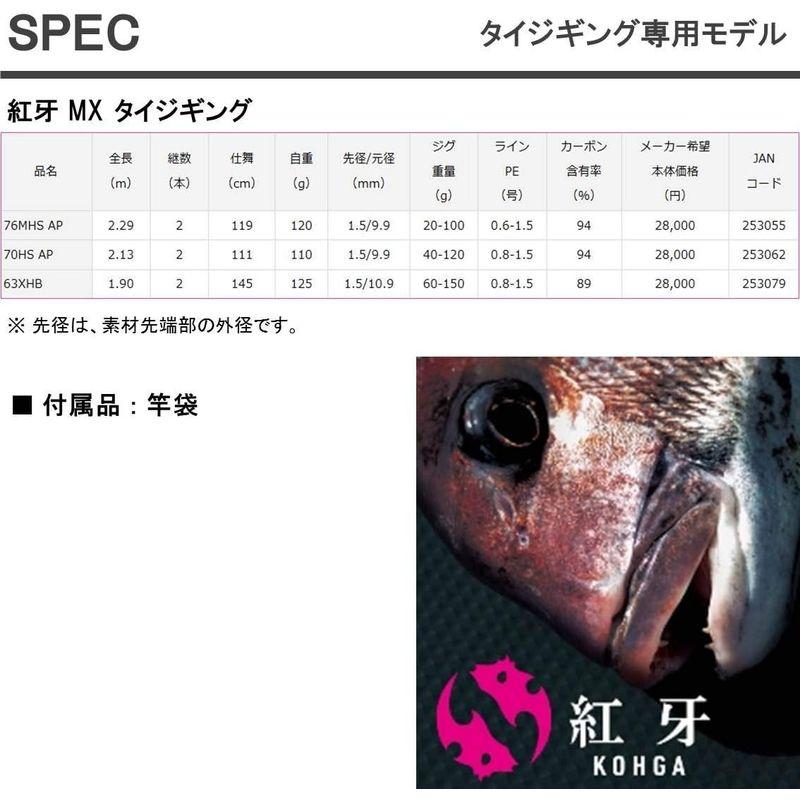 チヌ落とし込み・イカダ竿 紅牙MX 釣り竿 ダイワ(DAIWA) タイジギングロッド TJ 76MHS AP｜saikou2021｜04