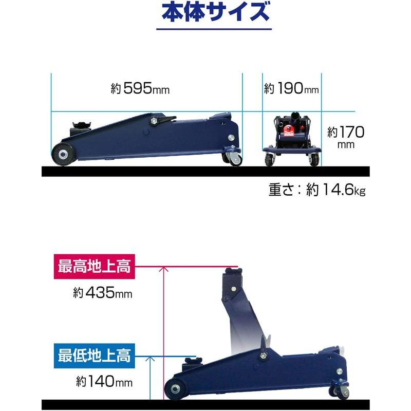 メルテック SUV 車用 油圧フロアージャッキ 3t ハイリフト 最高値/最低値 435/140mm Meltec FA-30｜saikou2021｜06