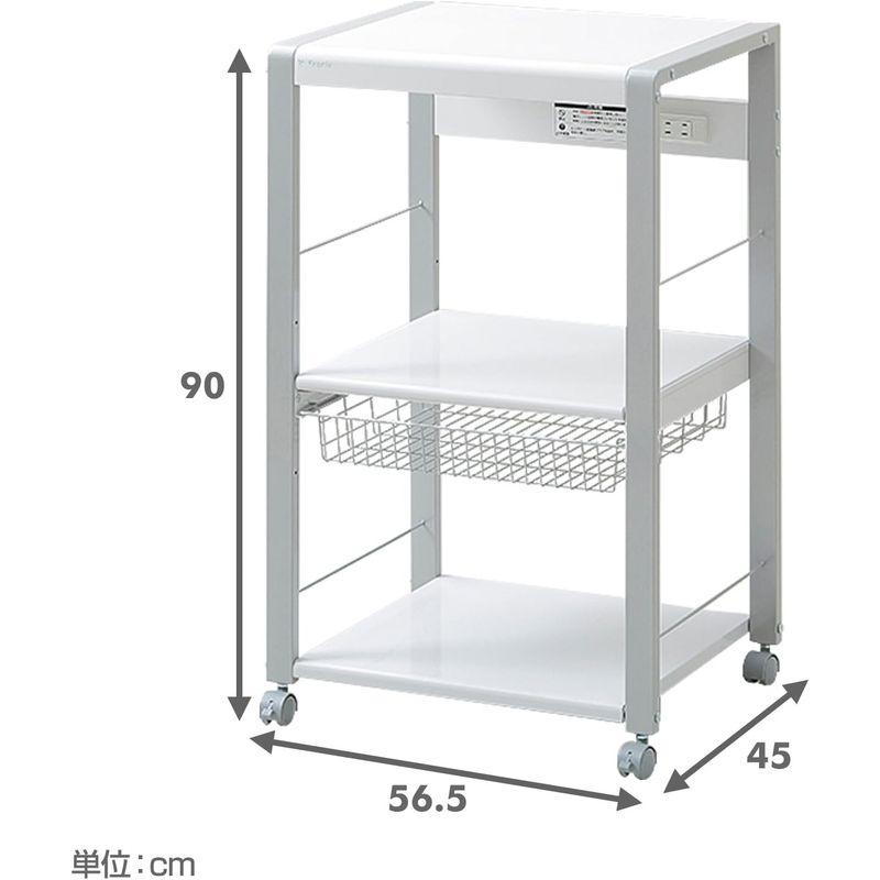 キッチンベイカーラック ホワイト レンジ台 エムケー精工 3段 ロータイプ 幅57 奥行45 オープンラック フローリエ 新型｜saikou2021｜03