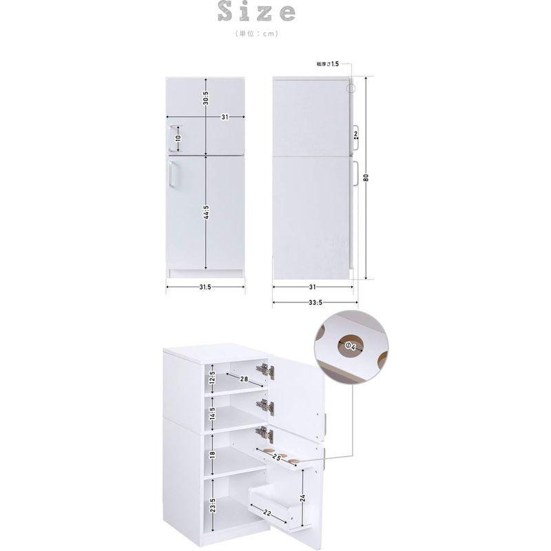 RiZKiZ おままごとキッチン 冷蔵庫 ホワイト キッズサイズの冷蔵庫 ＆ モーニングセット 木製 子供用 収納 知育玩具 ままごとセット｜saikou2021｜06