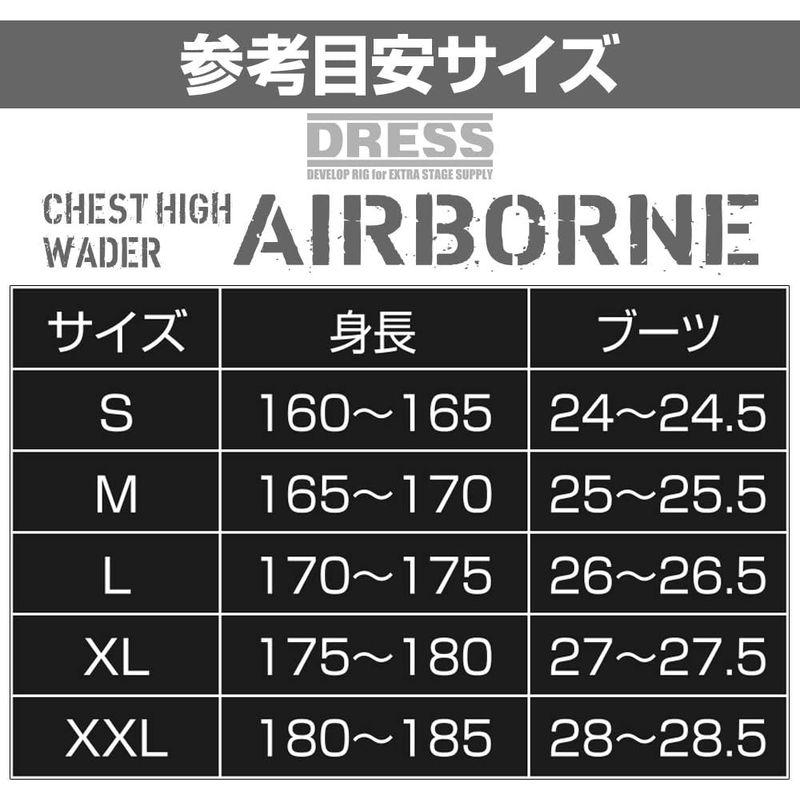 ドレス ウェーダー チェストハイウェーダー ラジアルソールAIRBORNE L身長 170~175ブーツ 26~26.5ブラック｜saikou2021｜12