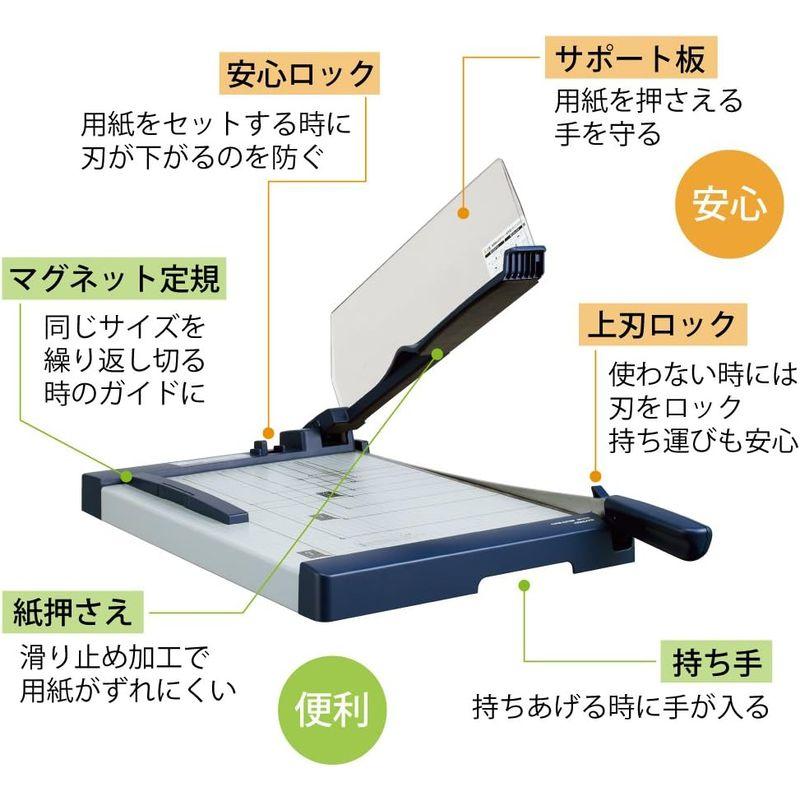 コクヨ 裁断機 ペーパーカッター 押し切り式 A3 裁断幅445mm PPC用紙10枚 DN-G101 グレー｜saikou2021｜03