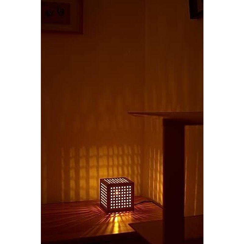 木のあかり ひかりの小箱２ 小型テーブルランプ 組子照明 青森ヒバ製 国産手作り LED電球｜saikou2021｜07
