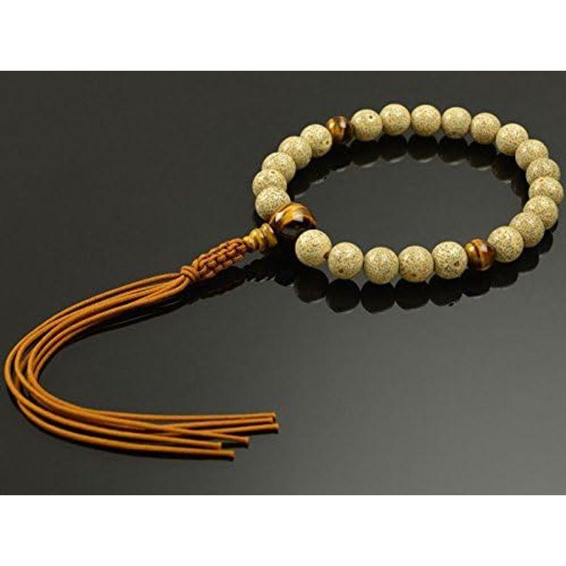 数珠棗蓮華菩提樹彫り虎眼石仕立て