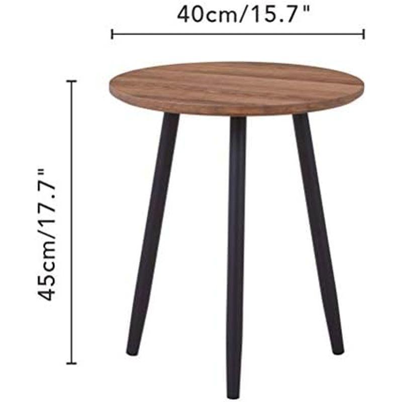 GOLDFAN サイドテーブル 小さなラウンドテーブル ベッドサイドテーブル 幅40 高さ45cm 薄い木目調 ケヤキの脚｜saikou2021｜15