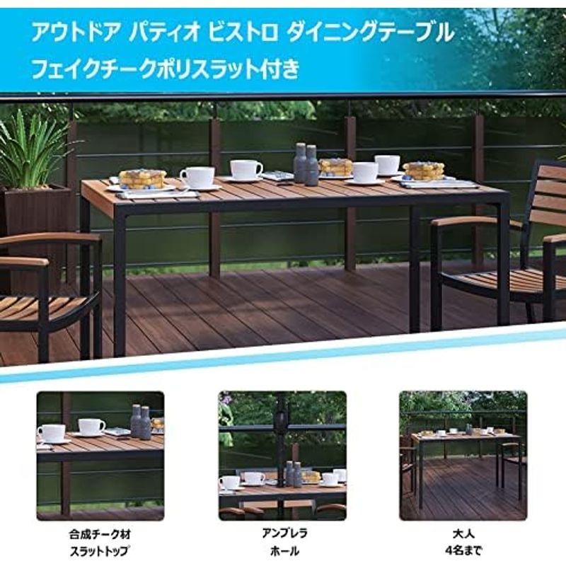 フラッシュファニチャー(Flash Furniture) ダイニングテーブル 長方形 素朴なアンティークパインファーム 96.5D×152.｜saikou2021｜04