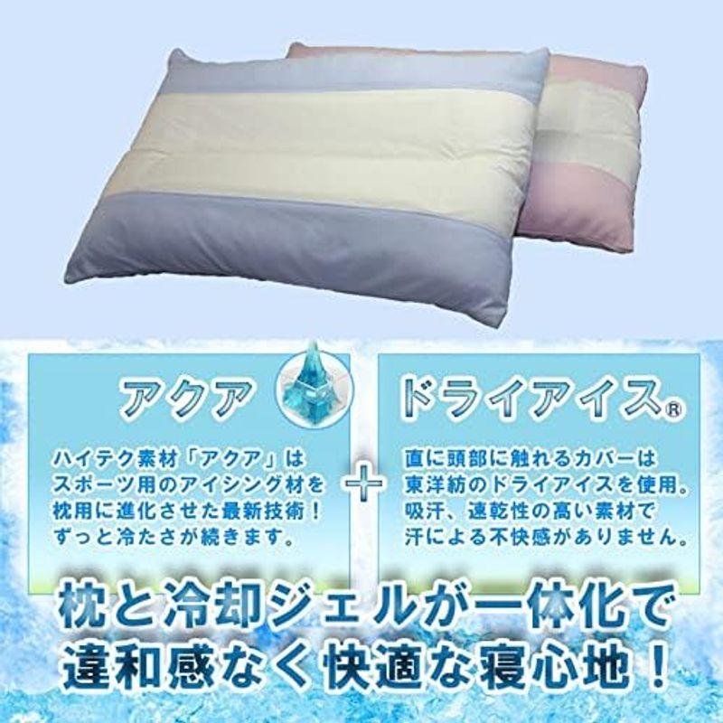 アクアクールピロー (ピンク) 頭を冷やして眠る枕 冷却ジェルと接触冷感生地のダブルでひんやり快眠枕。枕 43×63サイズ 日本製｜saikou2021｜05