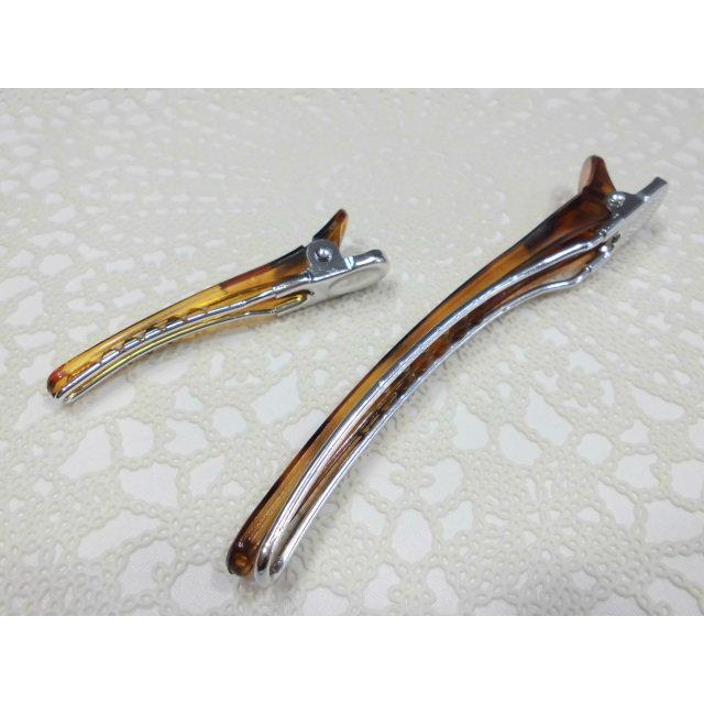 送料無料 ヘアクリップ シンプル ダッカールクリップ べっ甲 ブラウン