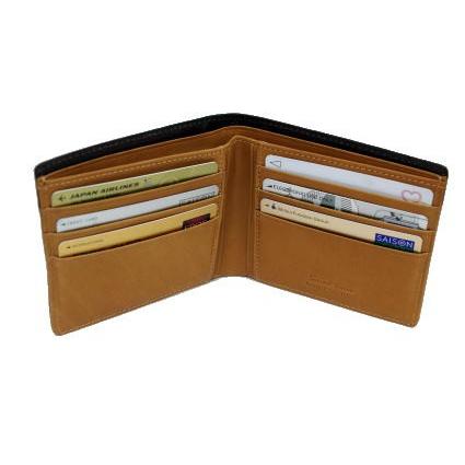 二つ折り財布/英国トーマス社製ブライドルレザー×ヌメ革二つ折りカード財布(小銭入れ無し・純札入) 得トク0706 |  | 02
