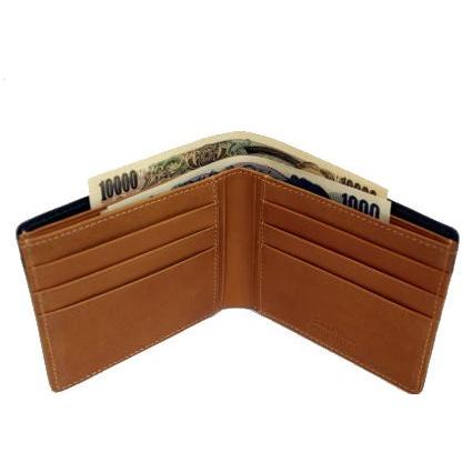 二つ折り財布/英国トーマス社製ブライドルレザー×ヌメ革二つ折りカード財布(小銭入れ無し・純札入) 得トク0706 |  | 05