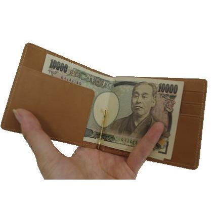 マネークリップ/英国トーマス社製ブライドルレザー×ヌメ革マネークリップ付き札ばさみ 得トク0706 |  | 02