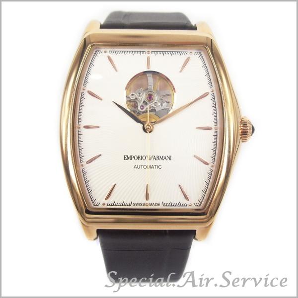 EMPORIO ARMANI エンポリオ アルマーニ メンズ腕時計 TONNEAU 機械式自動巻き スイス製 ホワイト×ピンクゴールド×ダーク