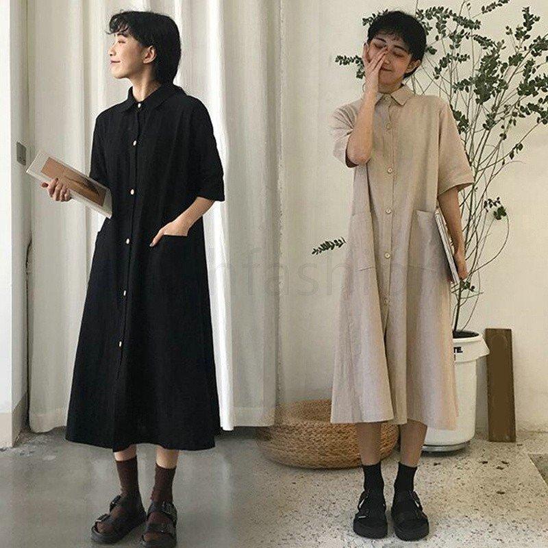 激安の 半袖 韓国風 夏 黒ワンピ シャツワンピース マキシワンピース ロング レディース ワンピース 新品 脇汗 オールシーズン 大きいサイズ ゆったり ワンピース サイズ F Www Bouwmaterieel Benelux Nl