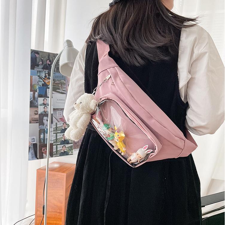 EMILIO PUCCI ショルダーバッグ ピンク 透明痛バッグ別売りポーチ付属 ぬいぐるみ 透明 ポーチ 痛バッグ 小さめ ショルダー クリア 缶バッジ