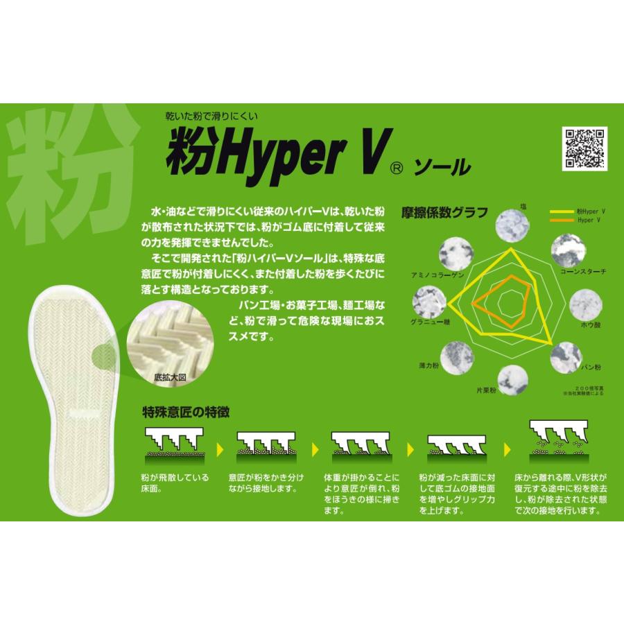グリップ抜群安全靴 ハイパーV #5741 粉用厨房シューズ 粉職場 白