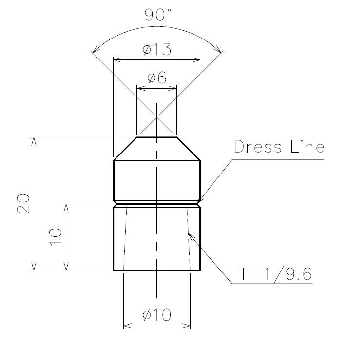 スポット溶接用キャップチップ　T-CT-D-13×6A(100個）　クロム銅｜saitama-yozai｜02