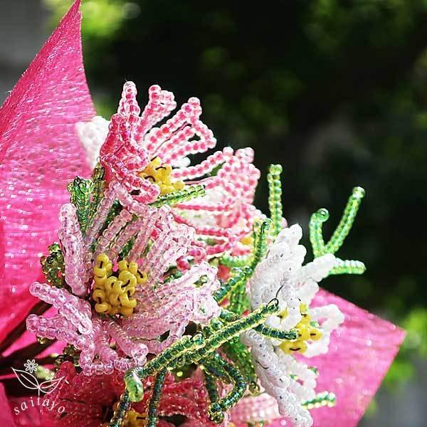 ビーズキット ビーズフラワー秋桜(コスモス)の花束 ビーズが咲い