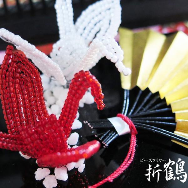 ビーズフラワーキット 紅白折り鶴のオブジェ 置物 ビーズが咲いたよ