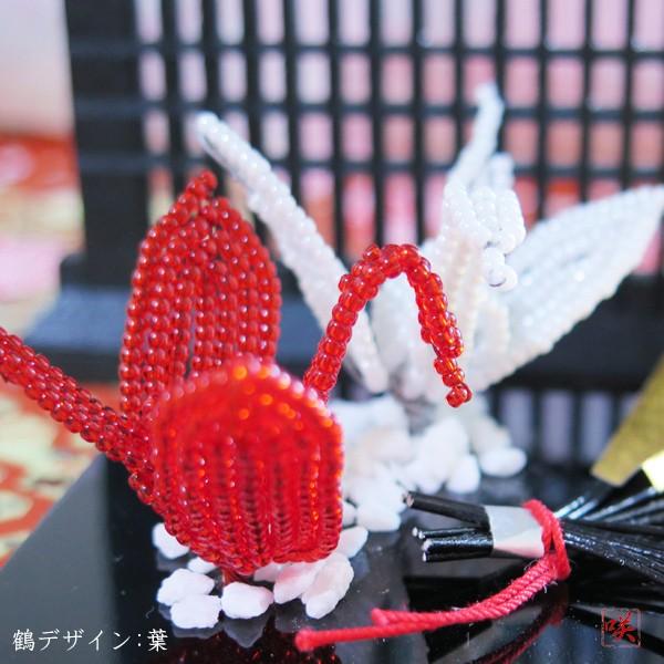 ビーズフラワーキット 紅白折り鶴のオブジェ 置物 ビーズが咲いたよ