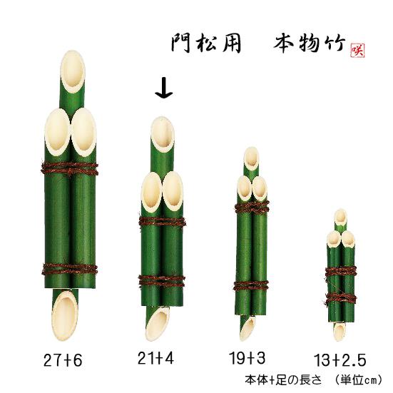 門松 竹（3本組竹 緑) 突起付 アレンジ素材 21cm+突起4cm丈 : ビーズ